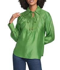 CIEBON Petite Size Georgina Split V-Neck Long Sleeve Tencel Voile Top