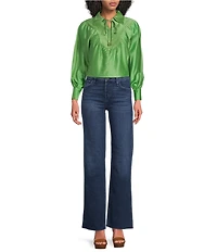 CIEBON Petite Size Georgina Split V-Neck Long Sleeve Tencel Voile Top