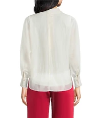 CIEBON Petite Size Georgina Split V-Neck Long Sleeve Tencel Voile Top