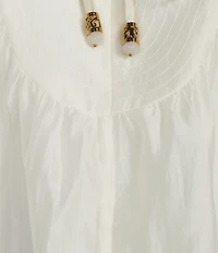 CIEBON Petite Size Georgina Split V-Neck Long Sleeve Tencel Voile Top