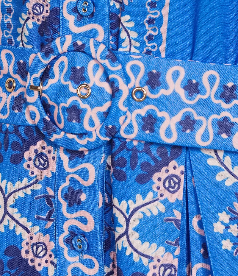 CIEBON Petite Size Leena Printed Crepe Halter Collared Neck Sleeveless A-Line Midi Dress