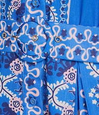 CIEBON Petite Size Leena Printed Crepe Halter Collared Neck Sleeveless A-Line Midi Dress