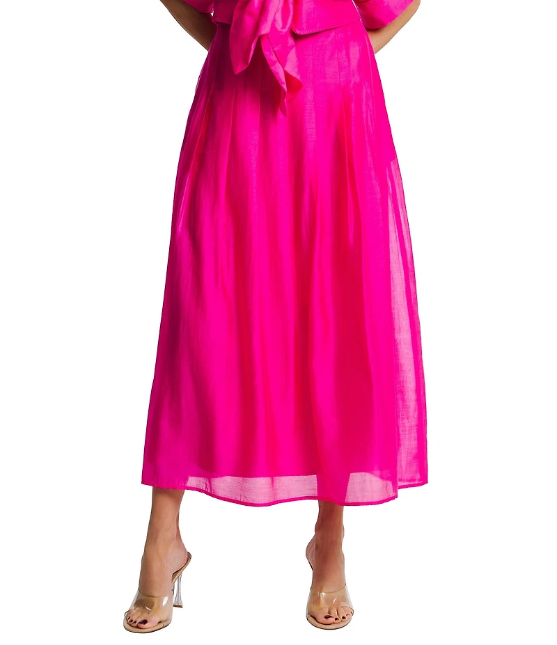 CIEBON Petite Size Pheona Pleated High-Rise A-Line Coordinating Midi Skirt