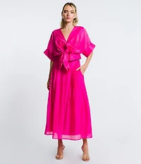 CIEBON Petite Size Pheona Pleated High-Rise A-Line Coordinating Midi Skirt