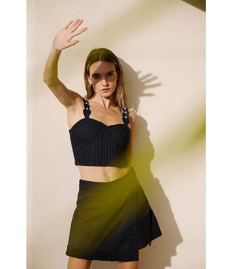 CIEBON Petite Size Talia Soutache Embroidered Sweetheart Neck Sleeveless Top
