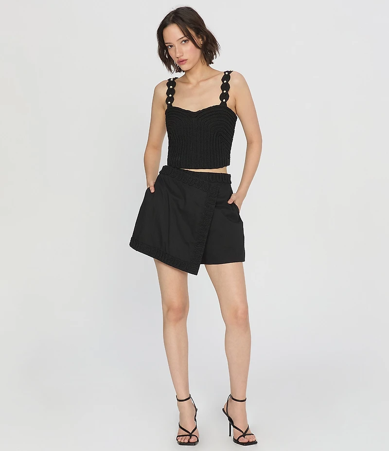 CIEBON Petite Size Talia Soutache Embroidered Sweetheart Neck Sleeveless Top