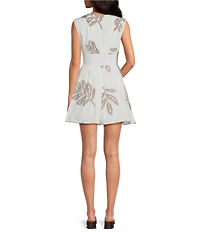 CIEBON Petite Size Veriga Embroidered V-Neck Sleeveless Smocked Mini Dress