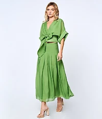CIEBON Pheona High Waisted Pleated Coordinating Midi Skirt
