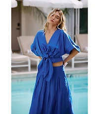 CIEBON Pheona Pleated High-Rise A-Line Coordinating Midi Skirt