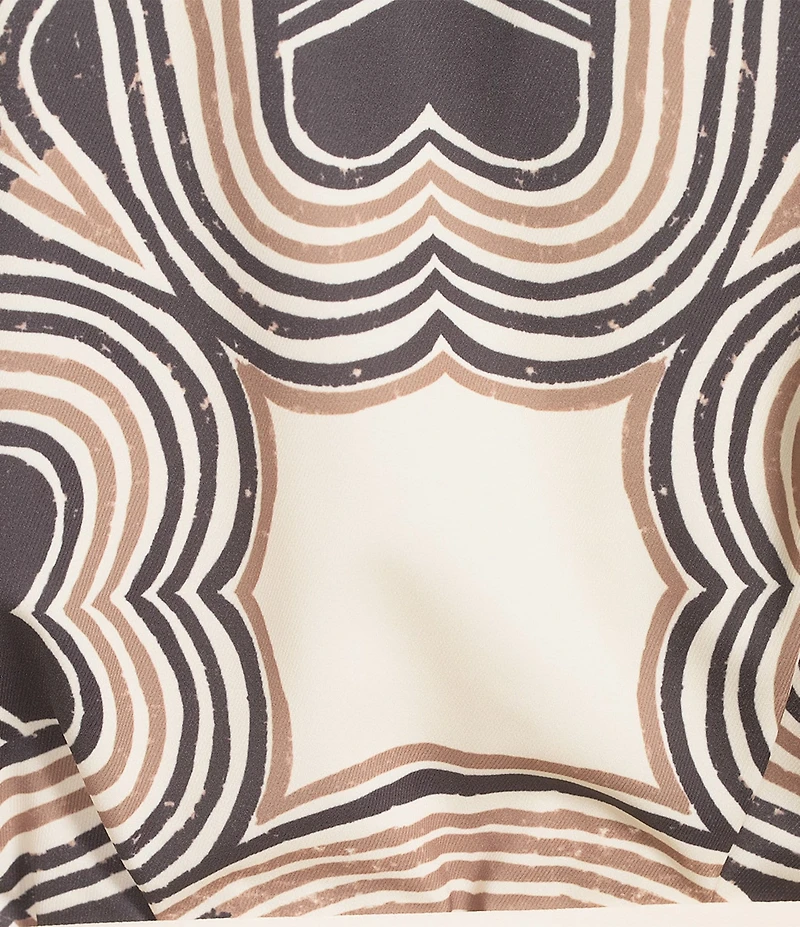 CIEBON Placement Print Point Collar Long Sleeve Button Front Maxi Dress