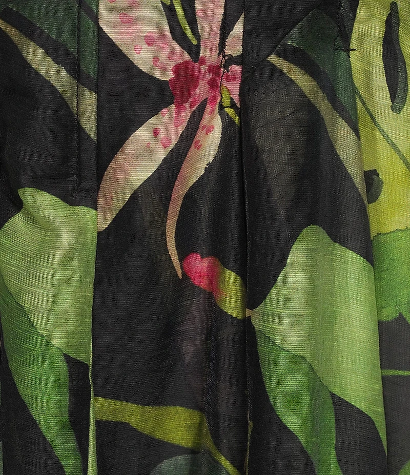 CIEBON Plus Size Dorothy Tropical Printed Voile Square Neck Sleeveless Maxi Dress