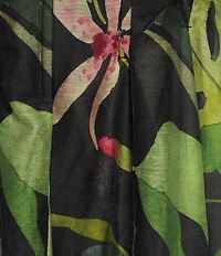 CIEBON Plus Size Dorothy Tropical Printed Voile Square Neck Sleeveless Maxi Dress