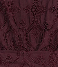 CIEBON Plus Size Serane Eyelet Embroidered Lace Collared Long Sleeve Shirt Dress