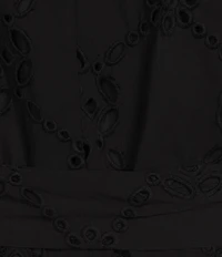 CIEBON Plus Size Willa Poplin Embroidered Collared Short Sleeve Belted Midi Shirt Dress