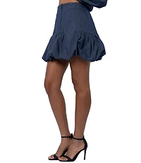 CIEBON Raz Denim High Waisted Bubble Hem Godet Mini Skirt