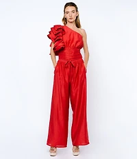 CIEBON Risa One Shoulder Mulit Tiered Ruffle Flutter Sleeve Coordinating Top
