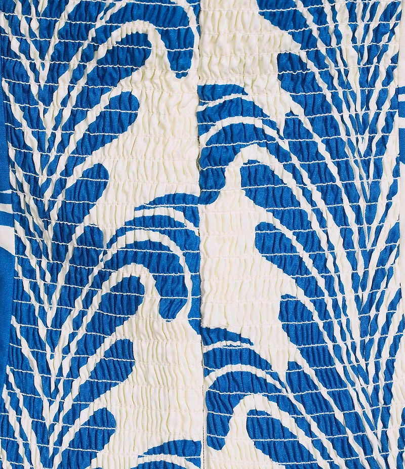 CIEBON Sade Printed Poplin High Square Neck Sleeveless Drop Waist Mini Dress