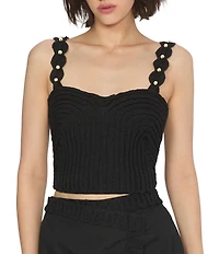 CIEBON Talia Soutache Embroidered Sweetheart Neck Sleeveless Top
