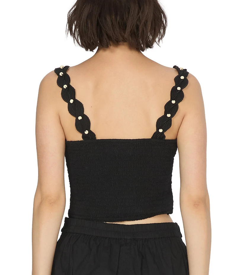 CIEBON Talia Soutache Embroidered Sweetheart Neck Sleeveless Top