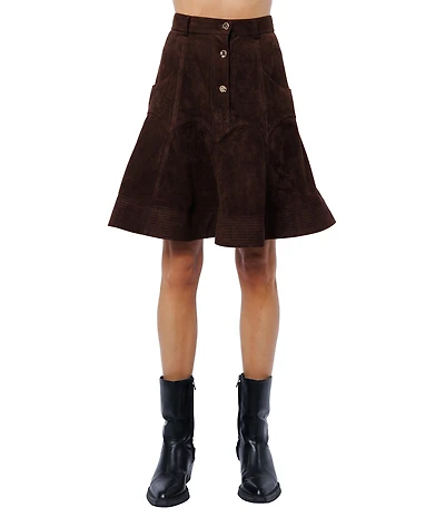 CIEBON Tiffany High Rise Faux Suede Button Front Skirt