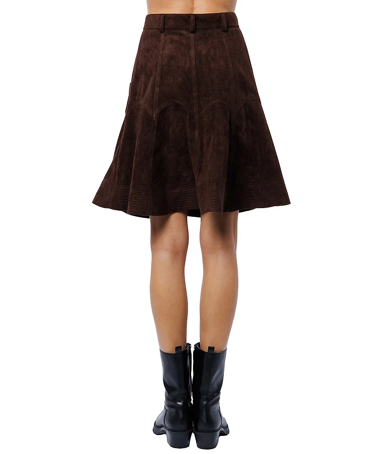 CIEBON Tiffany High Rise Faux Suede Button Front Skirt