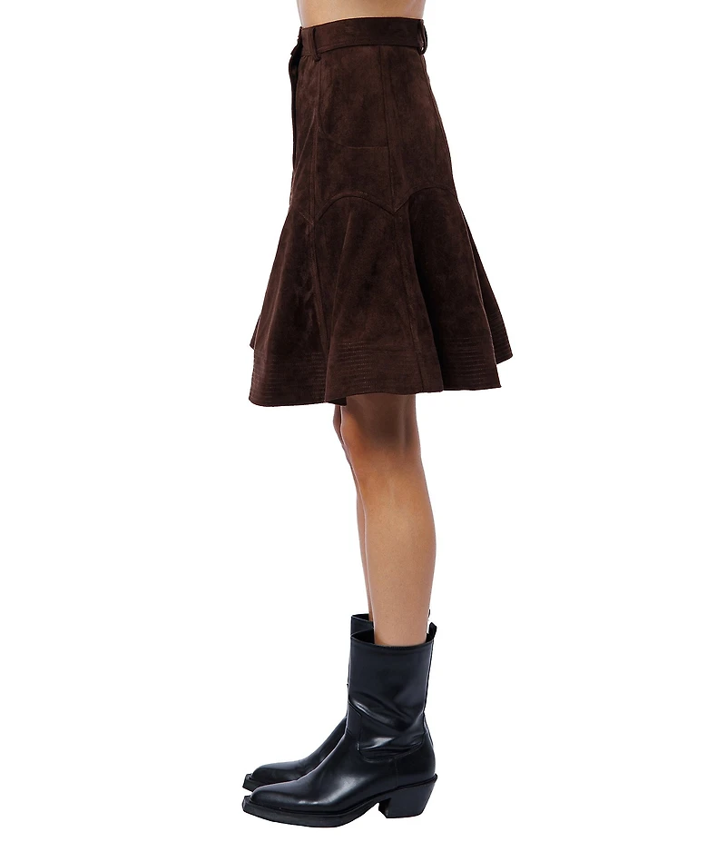 CIEBON Tiffany High Rise Faux Suede Button Front Skirt
