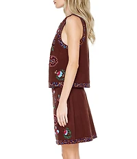 CIEBON Viveka Beaded Sequin Crew Neck Sleeveless Coordinating Tank Top