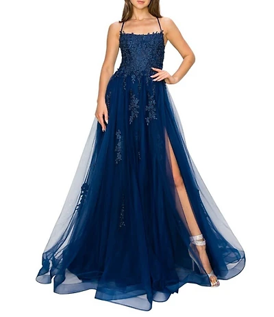 Cinderella Couture Floral Embroidered Beaded Applique Corseted Bodice A-Line Tulle Ball Gown