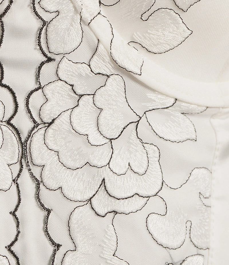 Cinema Etoile Embroidered Satin Bustier and Skirt Set