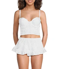 Cinema Etoile Embroidered Satin Bustier and Skirt Set