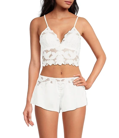 Cinema Etoile Ornate Lace Soft Cup Cami & Satin Short Set