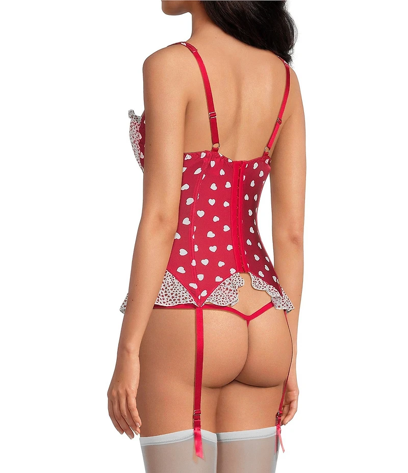 Cinema Etoile Padded Cup Heart Print Mesh & Stretch Microfiber Bustier