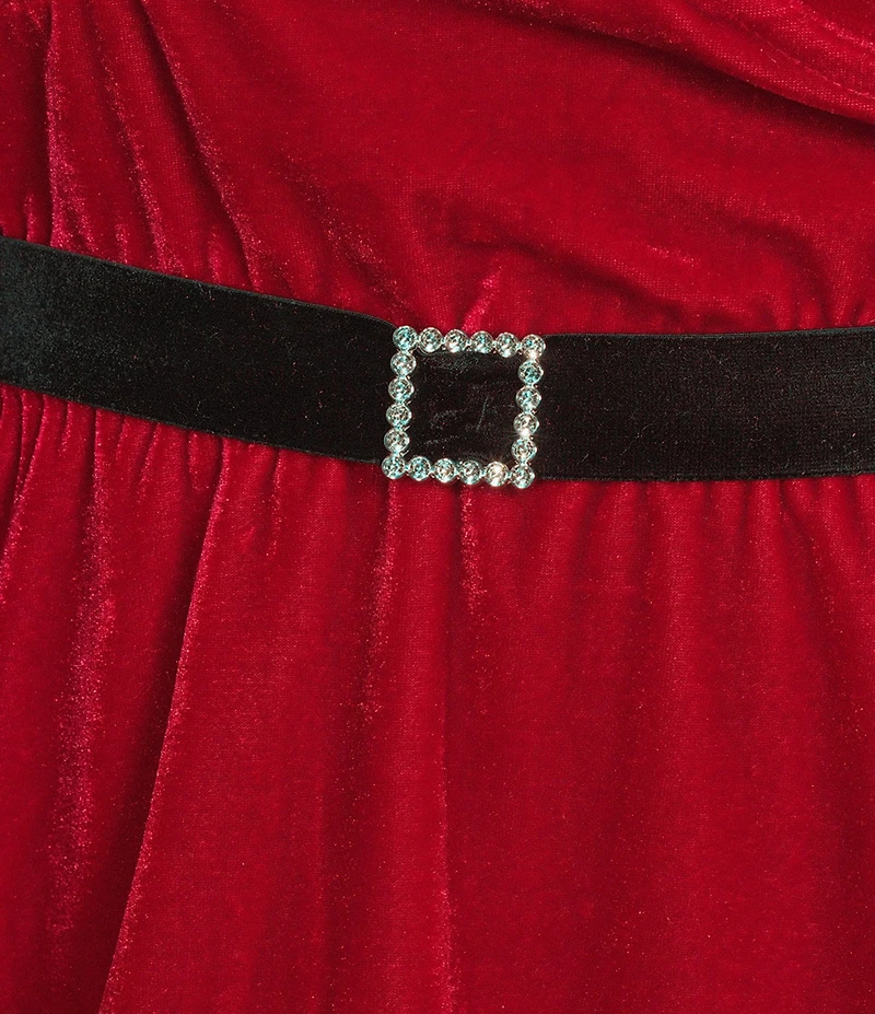 Cinema Etoile Plus Size Sexy Santa Sleeveless Sweetheart Neck Padded Cup Stretch Velvet & Sherpa Babydoll