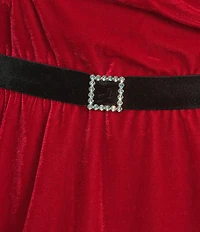 Cinema Etoile Plus Size Sexy Santa Sleeveless Sweetheart Neck Padded Cup Stretch Velvet & Sherpa Babydoll