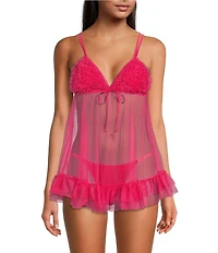 Cinema Etoile Ruffle Tulle V-Neck Sleeveless Babydoll