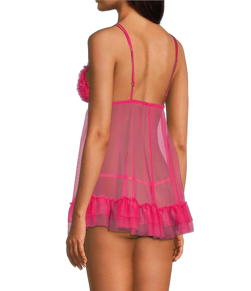 Cinema Etoile Ruffle Tulle V-Neck Sleeveless Babydoll