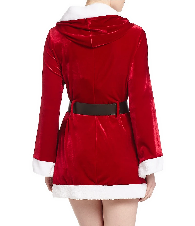Cinema Etoile Santa Faux-Fur Trimmed Hooded Short Wrap Robe