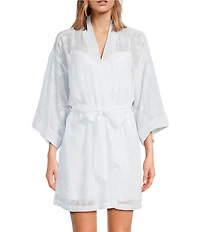 Cinema Etoile Satin Chemise & Sheer Butterfly Robe Set