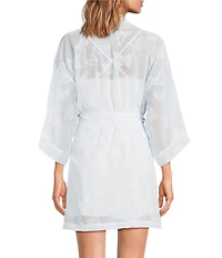 Cinema Etoile Satin Chemise & Sheer Butterfly Robe Set