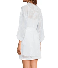 Cinema Etoile Satin Chemise & Sheer Butterfly Robe Set