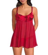 Cinema Etoile Satin Lightly Lined Bow Cup Babydoll
