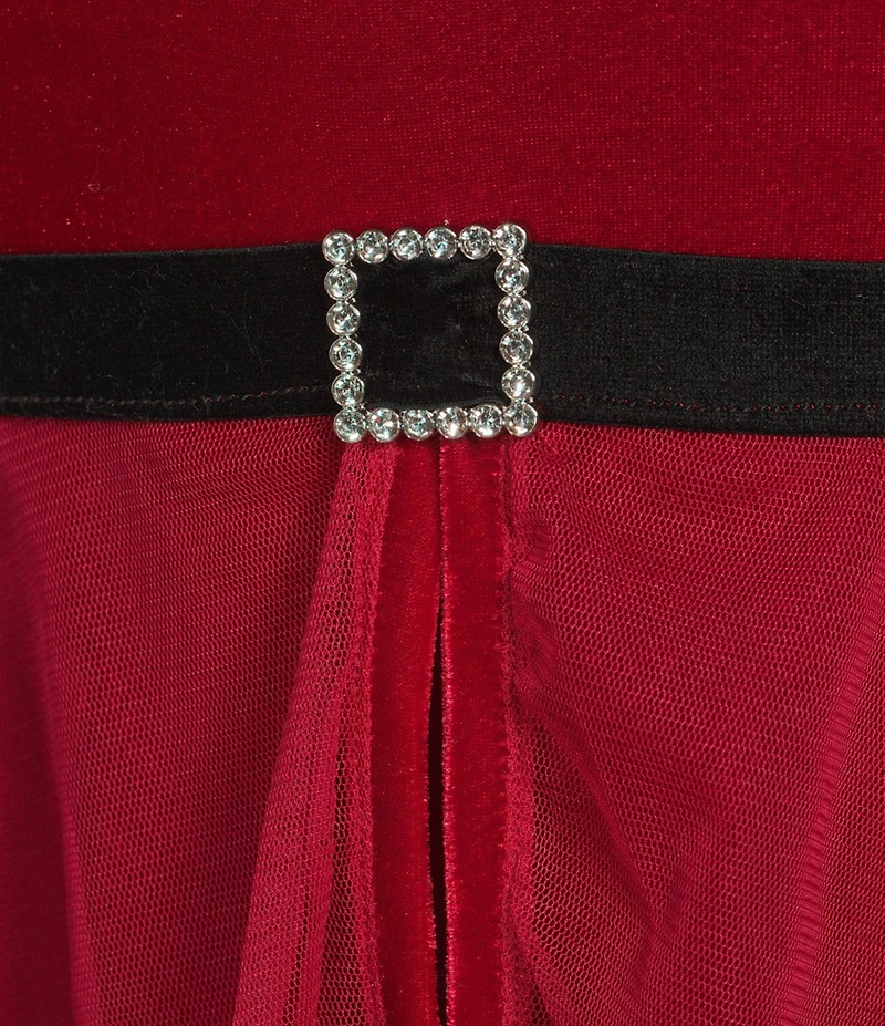 Cinema Etoile Sexy Santa Sweetheart Neck Padded Cup & Tulle Skirted Bodysuit