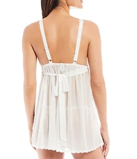 Cinema Etoile Solid Chiffon & Lace Open Side Babydoll