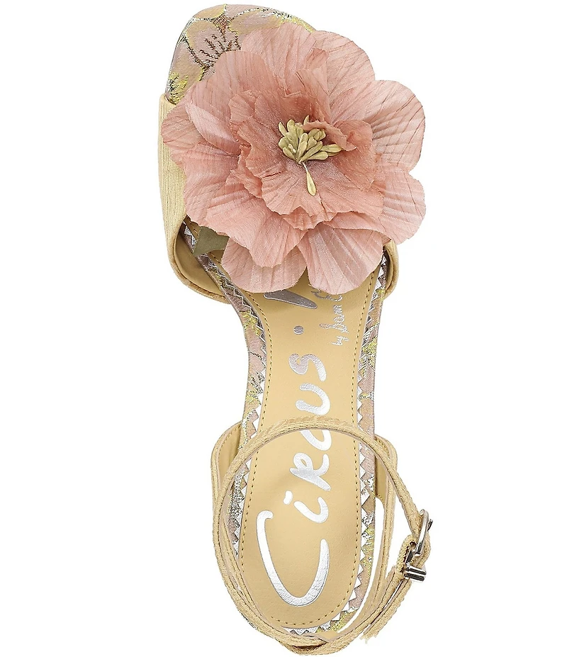 Circus NY by Sam Edelman Aria Floral Print Flower Embellished Ankle Strap Dress Sandals