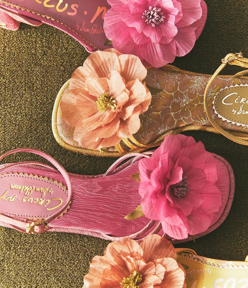 Circus NY by Sam Edelman Aria Floral Print Flower Embellished Ankle Strap Dress Sandals