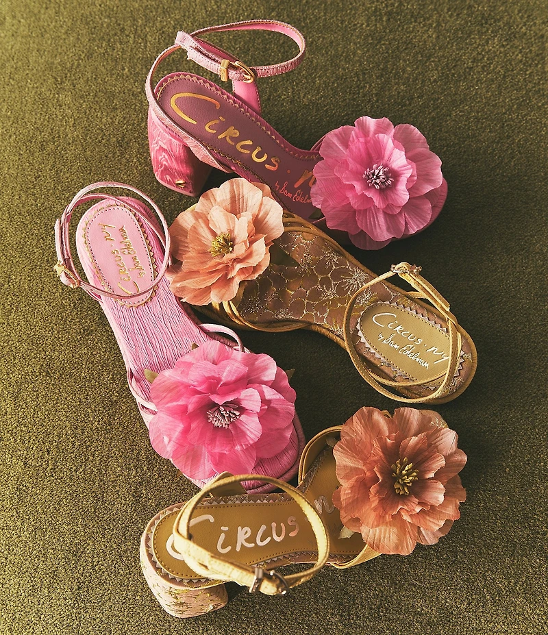 Circus NY by Sam Edelman Aria Flower Embellished Ankle Strap Dress Sandals