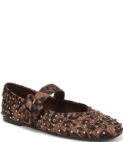 Circus NY by Sam Edelman Blaire Leopard Print Jewel Studs Mary Jane Flats
