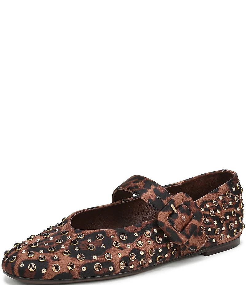 Circus NY by Sam Edelman Blaire Leopard Print Jewel Studs Mary Jane Flats