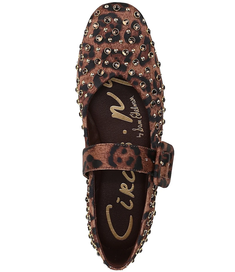 Circus NY by Sam Edelman Blaire Leopard Print Jewel Studs Mary Jane Flats
