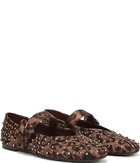 Circus NY by Sam Edelman Blaire Leopard Print Jewel Studs Mary Jane Flats